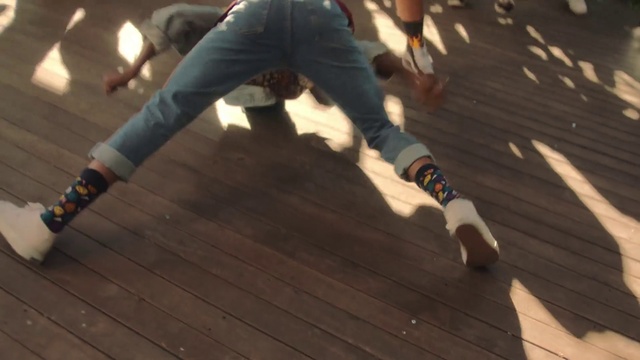 Video Reference: Footwear, Floor, Hardwood, Wood, Leg, Flooring, Trunk