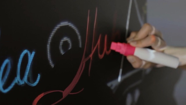 Video Reference: Pink, Font, Magenta, Finger, Hand, Blackboard, Calligraphy, Graphic design, Art