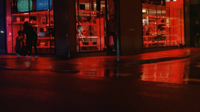 Video Reference: red, light, night, darkness, lighting, flooring, neon, midnight, window