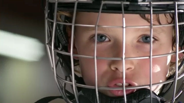 Video Reference: Face, Helmet, Sports gear, Hockey protective equipment, Facial expression, Goaltender mask, Head, Personal protective equipment, Eyebrow, Chin, Person