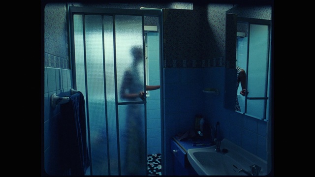 Video Reference: Mirror, Tap, Plumbing fixture, Sink, Building, Bathroom sink, Purple, Azure, Bathroom, Lighting