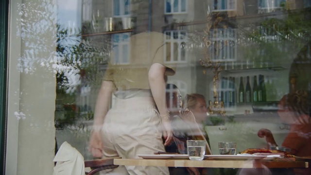 Video Reference: Window, Table, Interior design, Tableware, Glass, Chair, Wedding dress, Transparent material, Event, Glass bottle