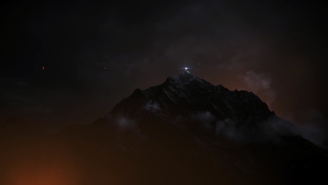 Video Reference: sky, nature, atmosphere, night, darkness, geological phenomenon, mountain, meteorological phenomenon, outer space, cloud