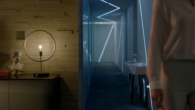 Video Reference: Light, Room, Lighting, Architecture, Design, Interior design, Door, House, Floor, Glass, Person