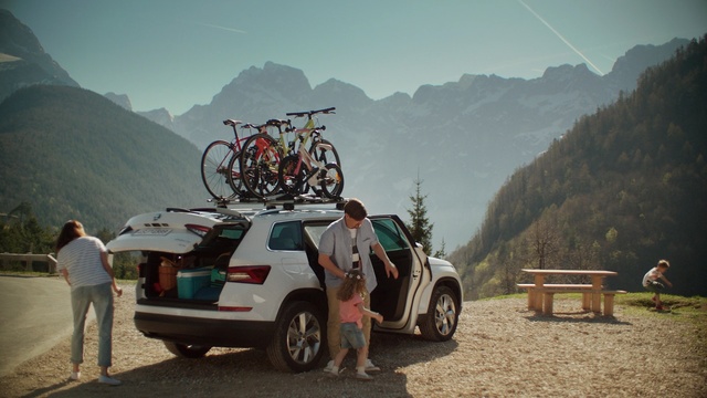 Video Reference: car, land vehicle, mountainous landforms, nature, vehicle, mountain, mode of transport, sky, transport, mountain range