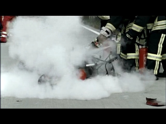 Video Reference: Smoke, Firefighter, Snow, Automotive tire, Photography, Auto part, Ice, Vehicle