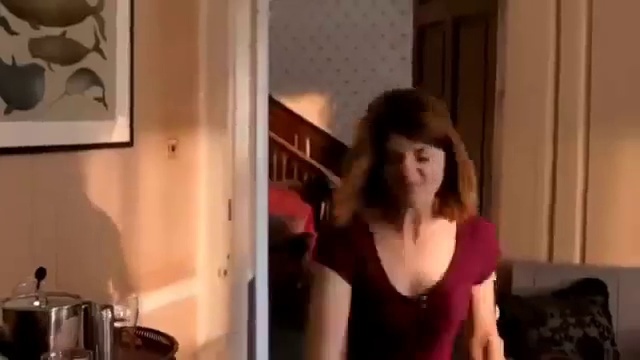 Video Reference: Hair, Blond, Mouth, Room, Long hair, Brown hair, Leg, Dress