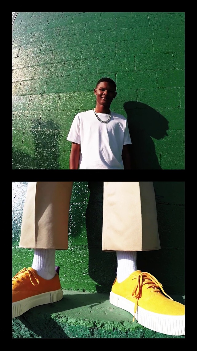 Video Reference: Green, Standing, Footwear, Shoe, T-shirt, Art