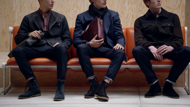 Video Reference: Sitting, Male, Fashion, Jeans, Gentleman, Human, Denim, Footwear, Textile, Leather, Person