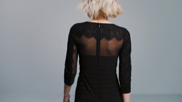Video Reference: Clothing, Shoulder, Dress, Sleeve, Neck, Cocktail dress, Joint, Little black dress, A-line, Outerwear