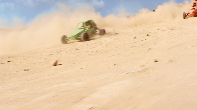 Video Reference: Sand, Desert, Natural environment, Desert racing, Aeolian landform, Vehicle, Landscape, Off-roading, Ecoregion, Off-road racing, Outdoor, Beach, Man, Sandy, Board, Surfing, Riding, People, Woman, Snow, Mountain, Walking, Holding, Frisbee, Playing, Hill, Standing, Young, Field, Group, Slope, Dirt, White, Ocean, Air, Track, Ground, Sky, Land vehicle, Dune, Wheel, Shore