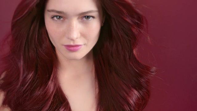 Video Reference: Hair, Face, Lip, Eyebrow, Hair coloring, Chin, Hairstyle, Beauty, Red hair, Forehead, Person