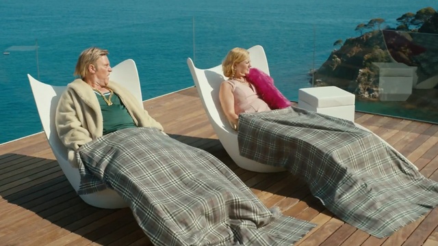 Video Reference: furniture, leisure, vacation, sitting, chair, wood, sunlounger, couch, floor, table