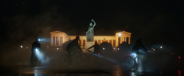 Video Reference: Night, Landmark, Light, Darkness, Lighting, Atmospheric phenomenon, Midnight, Sky, Atmosphere, Architecture, Person