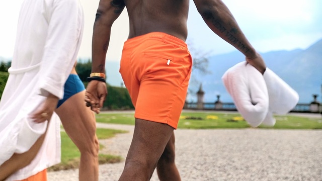 Video Reference: Barechested, Human leg, board short, Male, Trunks, Muscle, rugby short, Shorts, Knee, Leg