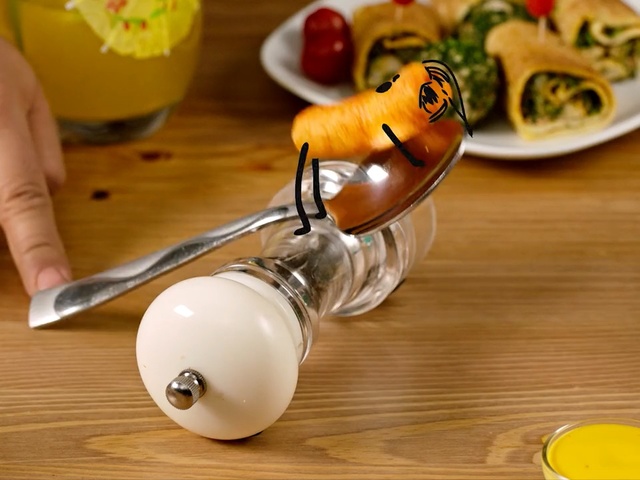 Video Reference: food, tableware, vegetable, Person