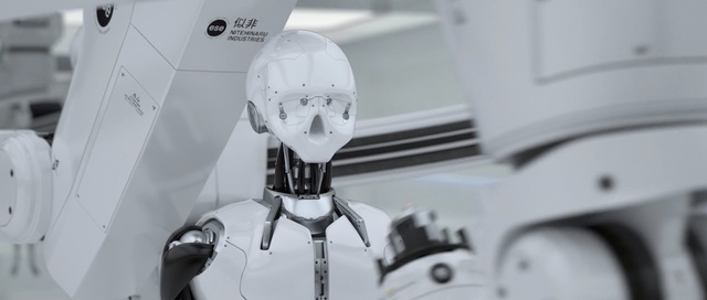 Video Reference: Robot, Technology, Machine, Fictional character, Monochrome, Black-and-white, Style