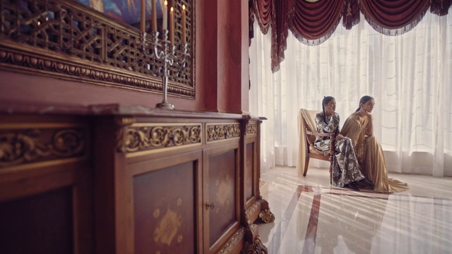 Video Reference: Room, Interior design, Curtain, Textile, Furniture, Palace, House, Building, Art