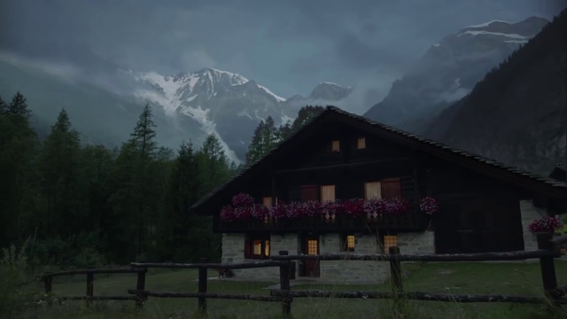 Video Reference: Mountainous landforms, Nature, Sky, Mountain, Mountain range, Hill station, Highland, Alps, Atmospheric phenomenon, House