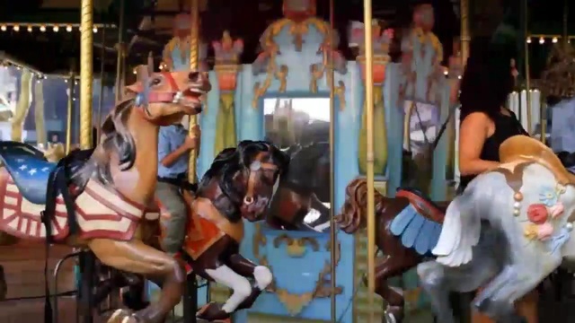 Video Reference: Carousel, Amusement ride, Amusement park, Recreation, Park, Fun, Nonbuilding structure, Leisure, Person