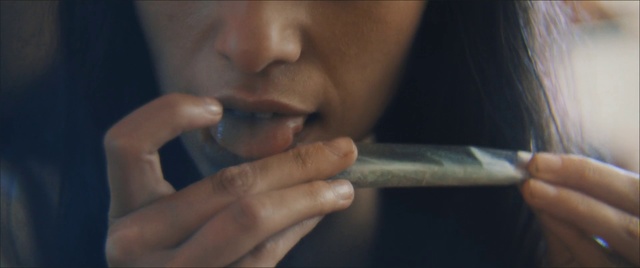 Video Reference: Smoking, Nose, Lip, Tobacco products, Chin, Smoke, Flute, Mouth, Tin whistle, Finger, Person, Indoor, Teeth, Brushing, Man, Looking, Food, Woman, Close, Using, Holding, Girl, Glasses, Brush, Wearing, Young, Cutting, Eating, Knife, Pizza, Human face, Thumb, Nail