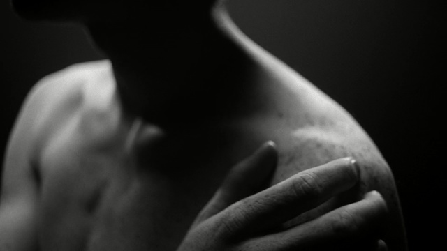 Video Reference: Shoulder, Black, Joint, Monochrome photography, Hand, Arm, Finger, Black-and-white, Neck, Chest