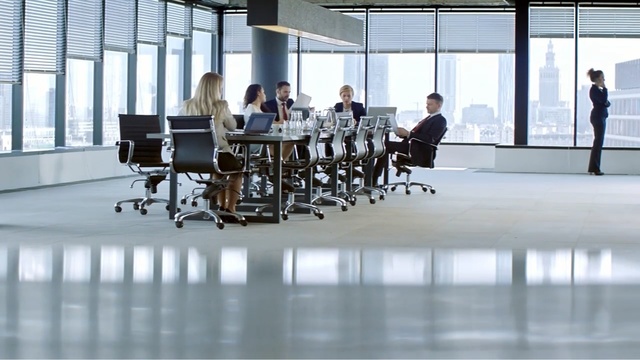 Video Reference: Floor, Flooring, Product, Office, Building, Architecture, Table, Furniture, Chair, Room, Person