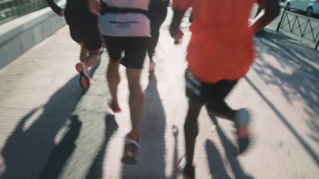 Video Reference: Shadow, Walking, Recreation, Footwear, Running, Human leg, Leg, Fun, Individual sports, Knee