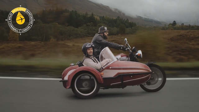 Video Reference: Land vehicle, Vehicle, Motor vehicle, Mode of transport, Sidecar, Motorcycle, Automotive design, Wheel, Automotive wheel system, Car