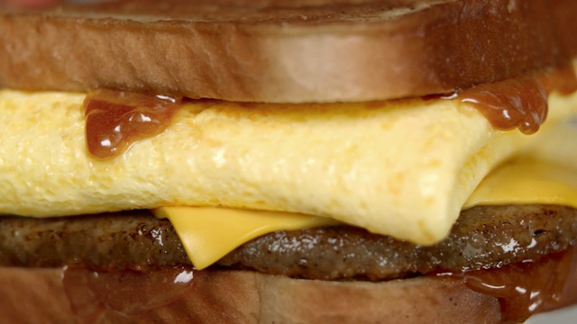 Video Reference: breakfast sandwich, hamburger, fast food, cheeseburger, sandwich, breakfast, junk food, cheese, finger food, buffalo burger