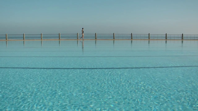 Video Reference: Water, Blue, Sea, Swimming pool, Calm, Sky, Horizon, Line, Ocean, Reflection