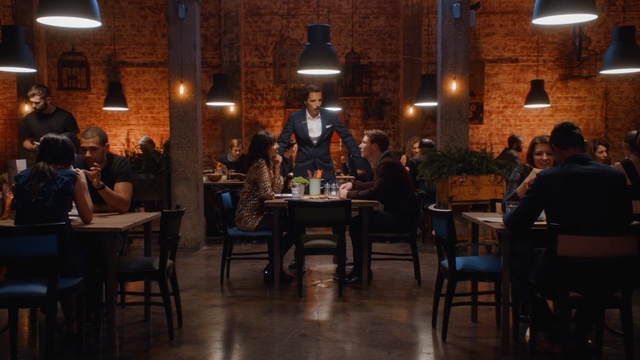 Video Reference: restaurant, bar, tavern, Person