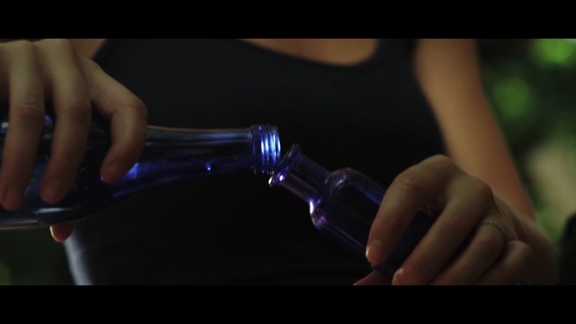 Video Reference: blue, hand, finger, darkness, arm, black hair, close up, glass, nail, girl