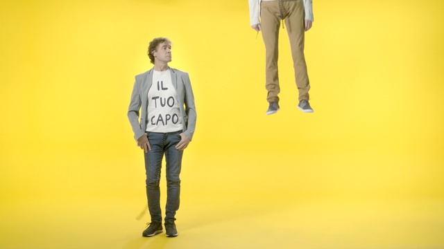 Video Reference: Yellow, Standing, Jeans, Denim, Fashion, T-shirt, Human, Illustration, Outerwear, Fun