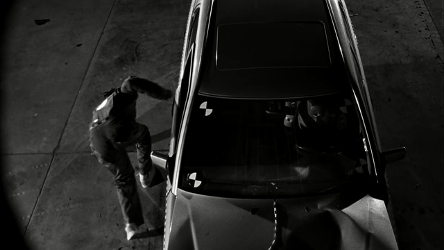 Video Reference: Black, Vehicle door, Photograph, Automotive design, Mode of transport, Vehicle, Motor vehicle, Automotive exterior, Hood, Black-and-white
