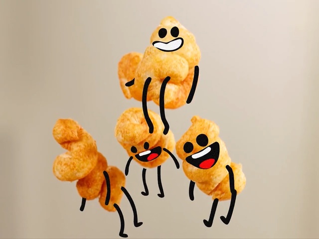 Video Reference: stuffed toy, yellow, plush, material, toy, food, Person