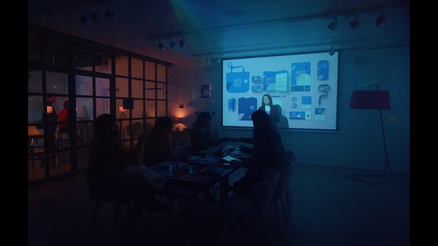 Video Reference: Blue, Sky, Architecture, Design, Room, Adaptation, Night, Darkness, Visual arts, Event