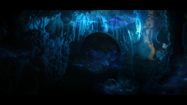 Video Reference: darkness, underwater, atmosphere, organism, screenshot, computer wallpaper, marine biology, caving, midnight, formation, Person