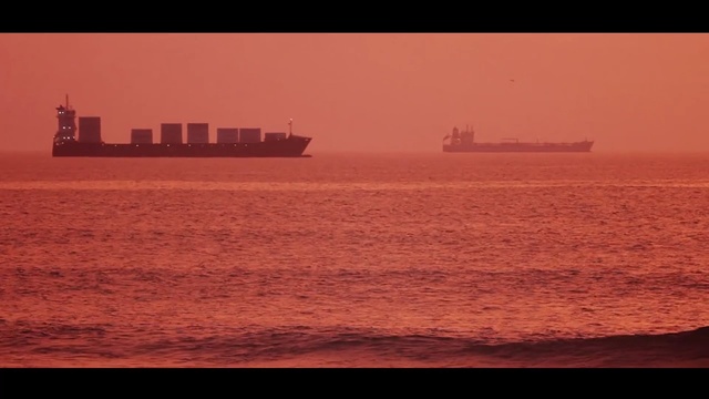 Video Reference: horizon, sea, ship, sunset, calm, sunrise, sky, dawn, tank ship, dusk