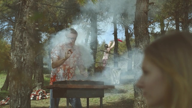Video Reference: tree, smoke, woodland, forest, girl, grass, water