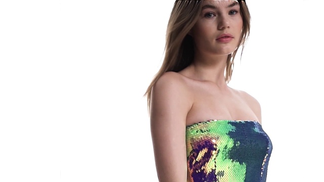 Video Reference: Clothing, Green, Beauty, Swimwear, Model, Shoulder, Dress, Photo shoot, Brown hair, Bikini