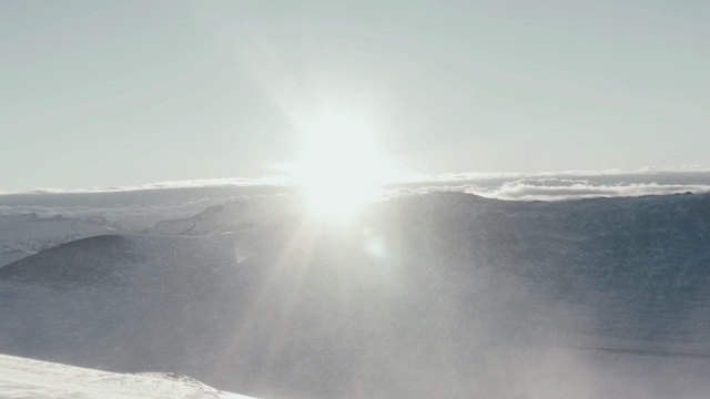 Video Reference: sky, geological phenomenon, arctic, sunlight, winter, terrain, snow, glacial landform, piste, nunatak