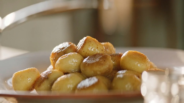 Video Reference: Dish, Food, Cuisine, Ingredient, Dessert, Patatas bravas, Produce, Loukoumades, Potato, Macadamia