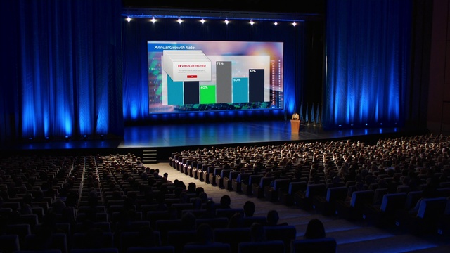 Video Reference: Auditorium, Stage, Theatre, heater, Performing arts center, Lighting, Building, Convention, Projection screen, Event