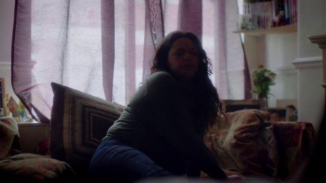 Video Reference: Room, Sitting, Human, Long hair, Fun, Leg, Furniture, Bed, Brown hair, Black hair