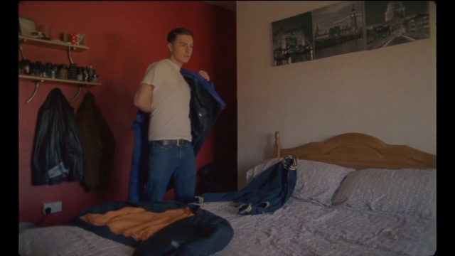 Video Reference: blue, room, arm, muscle, product, fun, floor, facial hair, Person