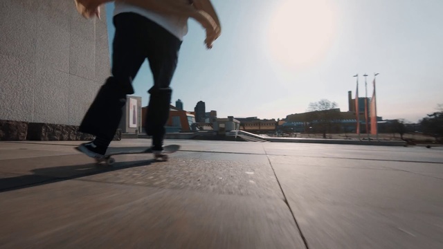 Video Reference: Footwear, Recreation, Leg, Rolling, Skateboarding, Skateboard, Asphalt, Human leg, Floor, Sports equipment