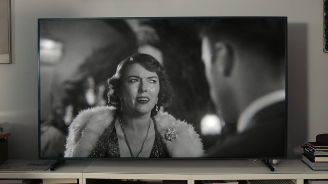 Video Reference: Photograph, Black-and-white, Snapshot, Room, Monochrome, Photography, Display device, Monochrome photography, Technology, Fun, Person, Indoor, Photo, Monitor, Television, Screen, Woman, Front, Table, Laptop, Sitting, Computer, Looking, White, Flat, Black, Living, Man, Posing, Food, Desk, Large, Display, Old, Holding, Standing, Cat, Vase, Wall, Human face, Screenshot, Portrait, Smile, Electronics, Black and white, Text, Clothing