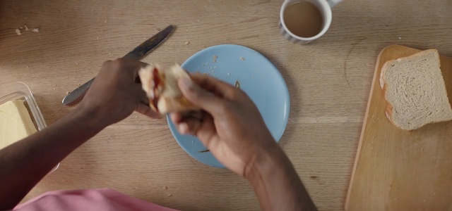 Video Reference: Hand, Finger, Food, Tableware, Dish, Cuisine, Breakfast, Cup