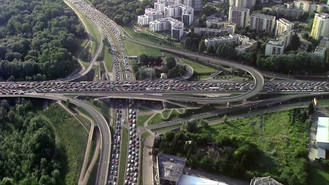 Video Reference: Junction, Metropolitan area, Overpass, Road, Freeway, Thoroughfare, Bridge, Highway, Intersection, Skyway